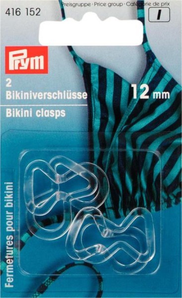 2 Stück Bikiniverschluss, 12mm, transparent